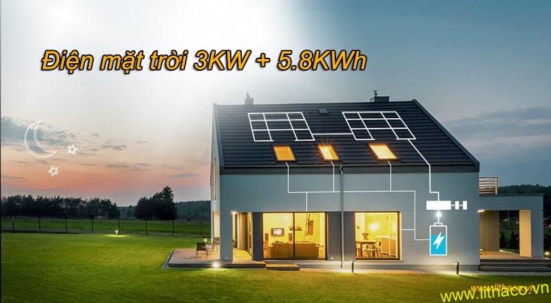 Điện mặt trời mái nhà 3KW với pin tích năng 5.8KWh – giải pháp của LITHACO 1
