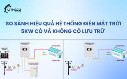 So sánh hiệu quả hệ thống điện mặt trời 5kw có và không có lưu trữ