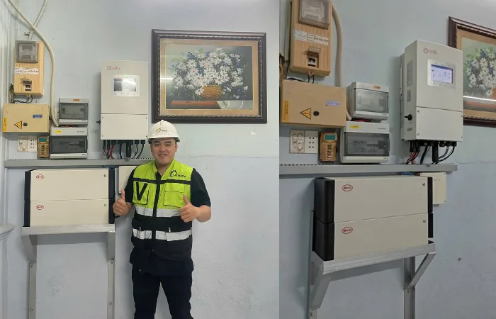 Điện mặt trời 5,2kWp + Pin lưu trữ 10kWh (BYD) ở Quận 8