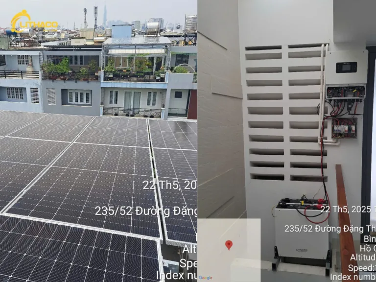 Lắp đặt hoàn thiện hệ thống điện mặt trời có lưu trữ 6.96kWp/10kWh Chị Hiền Tại Bình Thạnh – HCM 