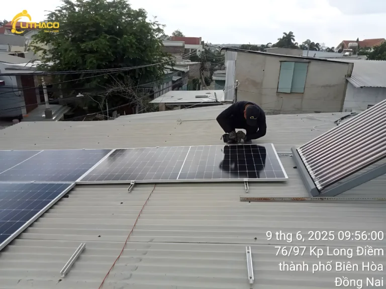 Lắp hoàn thiện hệ thống điện mặt trời có lưu trữ 6kW/10kWh Anh Thái tại Biên Hòa, Đồng Nai