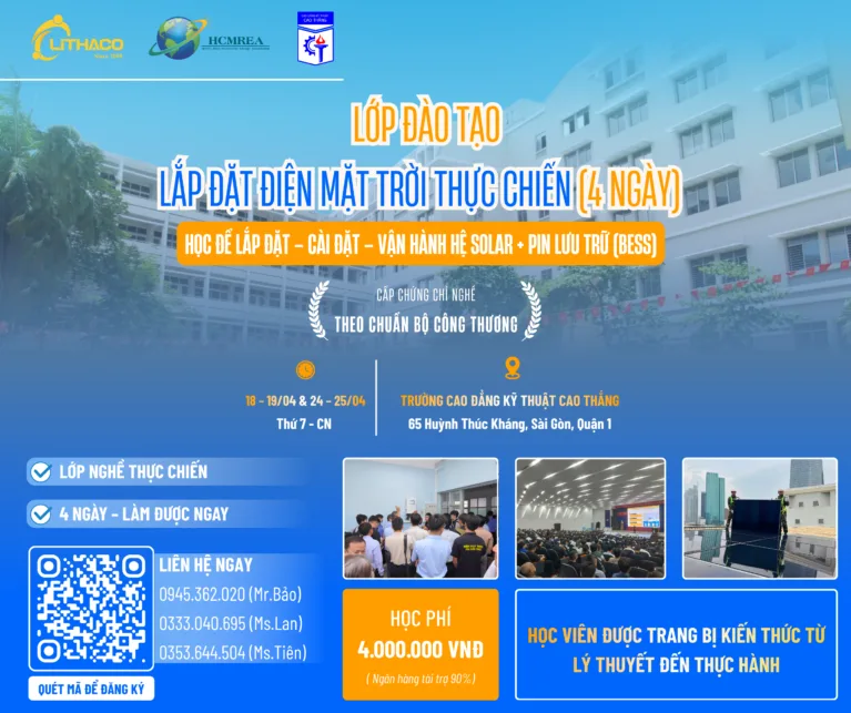Khai giảng lớp nghề điện mặt trời thực chiến tại Trường Cao Đẳng Kỹ Thuật Cao Thắng (18–19/04/2026)