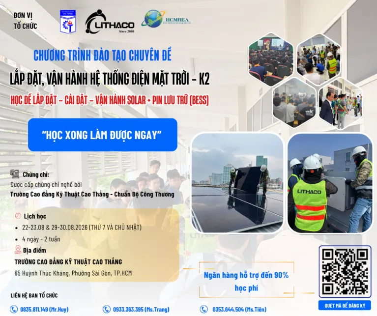 Khóa Đào Tạo Điện Mặt Trời + BESS K2 Tại TP.HCM 5 Khóa Đào Tạo Điện Mặt Trời + BESS K2 Tại TP.HCM