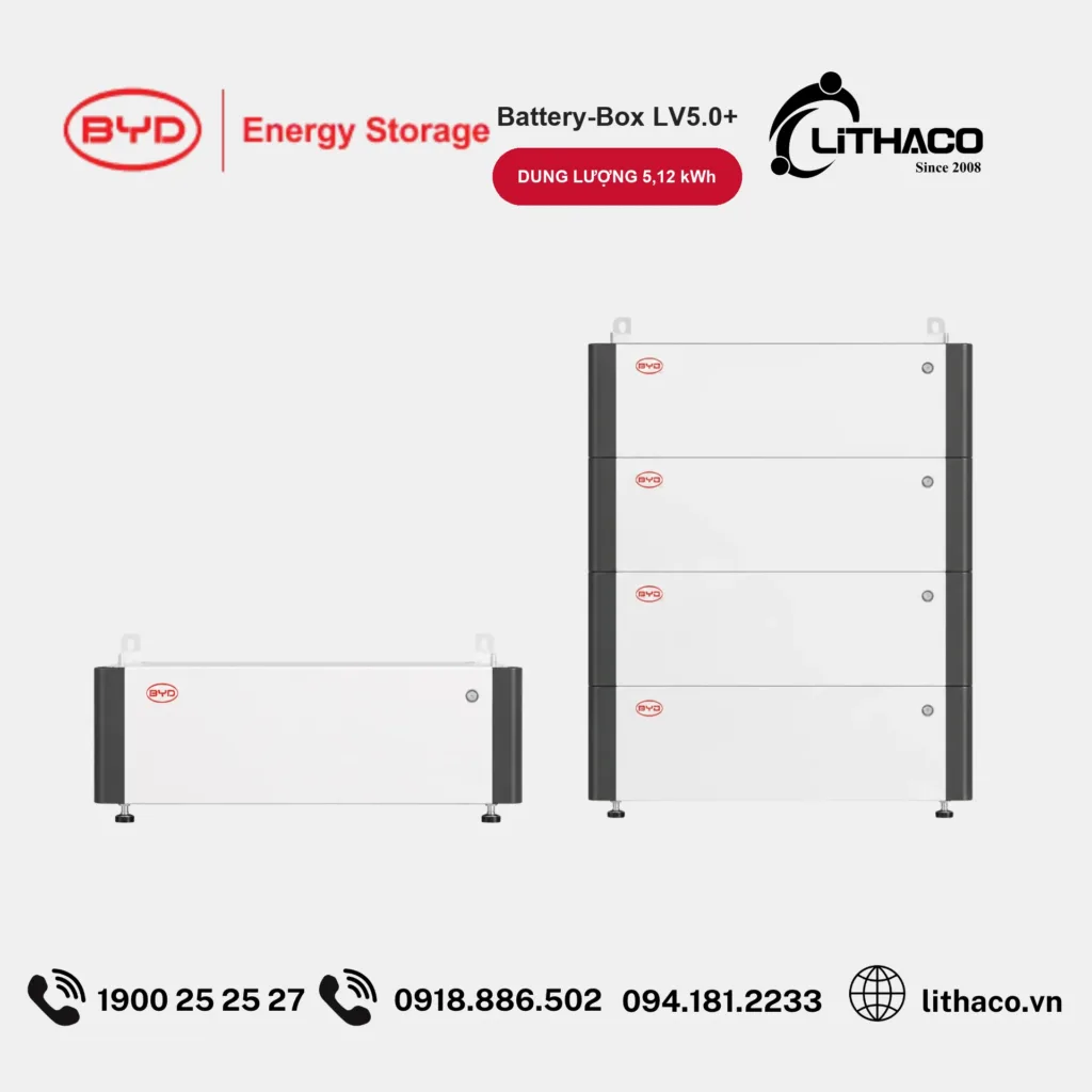 Pin Lưu Trữ BYD Battery-Box LV5.0+ 5,12kWh 4 Pin Lưu Trữ BYD Battery-Box LV5.0+ 5,12kWh