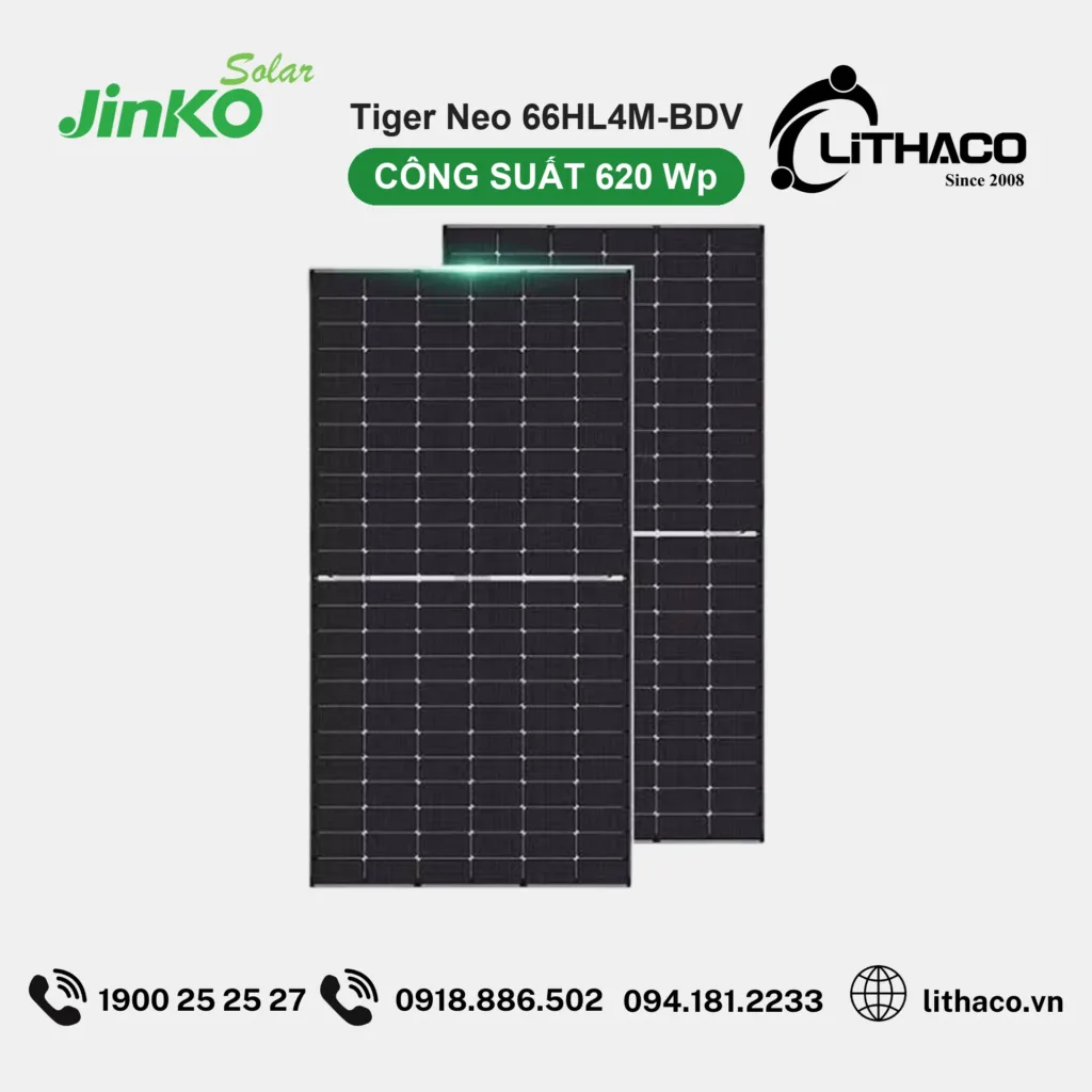 Tấm Pin Jinko Tiger Neo 66HL4M-BDV 620Wp 2 Tấm Pin Jinko Tiger Neo 66HL4M-BDV 620Wp